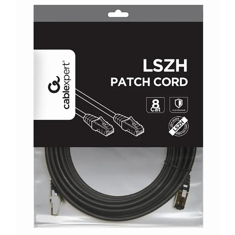 Patch cord Cablexpert PP8-LSZHCU-BK-10M, Cat8 S/FTP, 10m, Negru