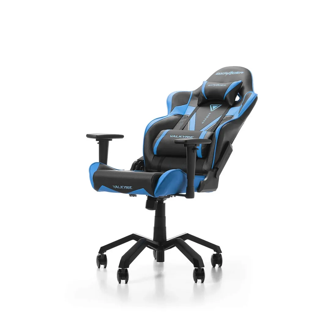 Scaun Gaming DXRacer Valkyrie, PU Piele, Negru/Albastru