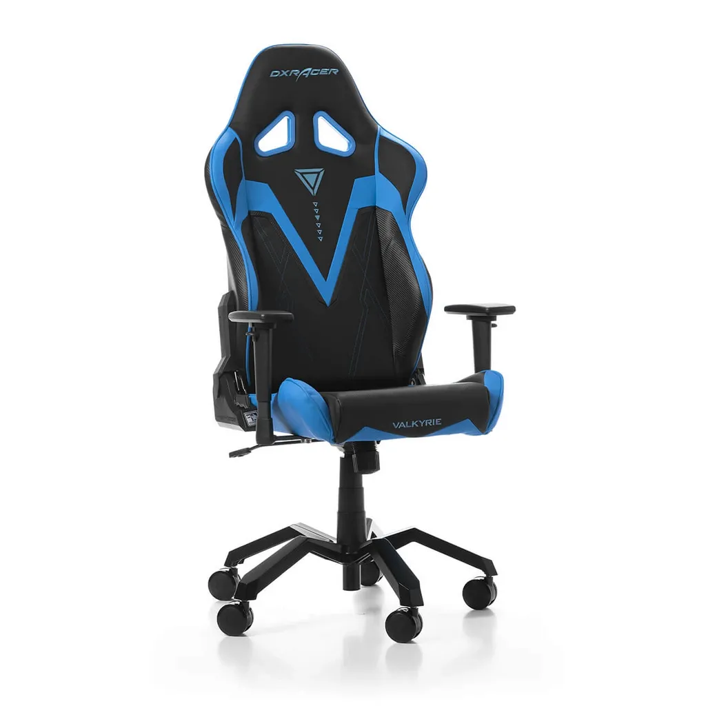 Scaun Gaming DXRacer Valkyrie, PU Piele, Negru/Albastru