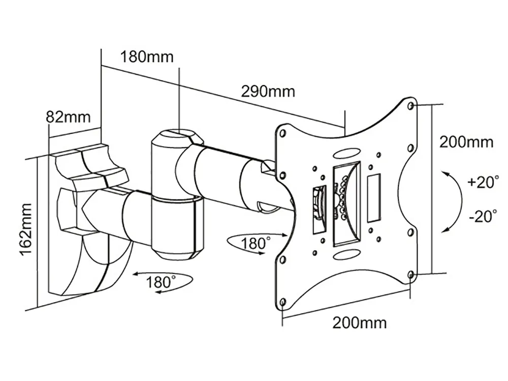 Suport TV pe perete Reflecta Flexo 40-300B, Negru