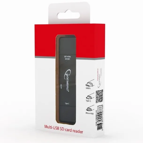 Type-C/MicroSD/USB2.0 Card Reader SD, microSD,  Gembird 