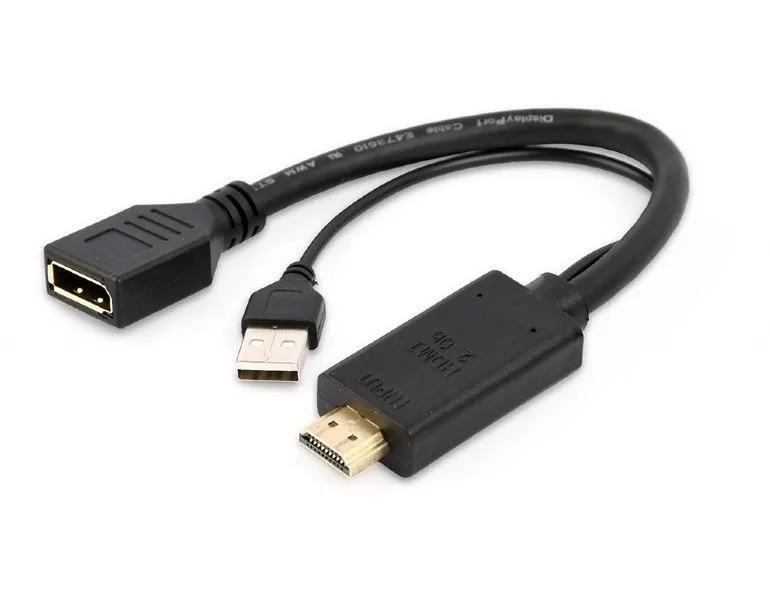 Adaptor Video Cablexpert A-HDMIM-DPF-01, HDMI (M) - DisplayPort, USB Type-A, 0,1m, Negru