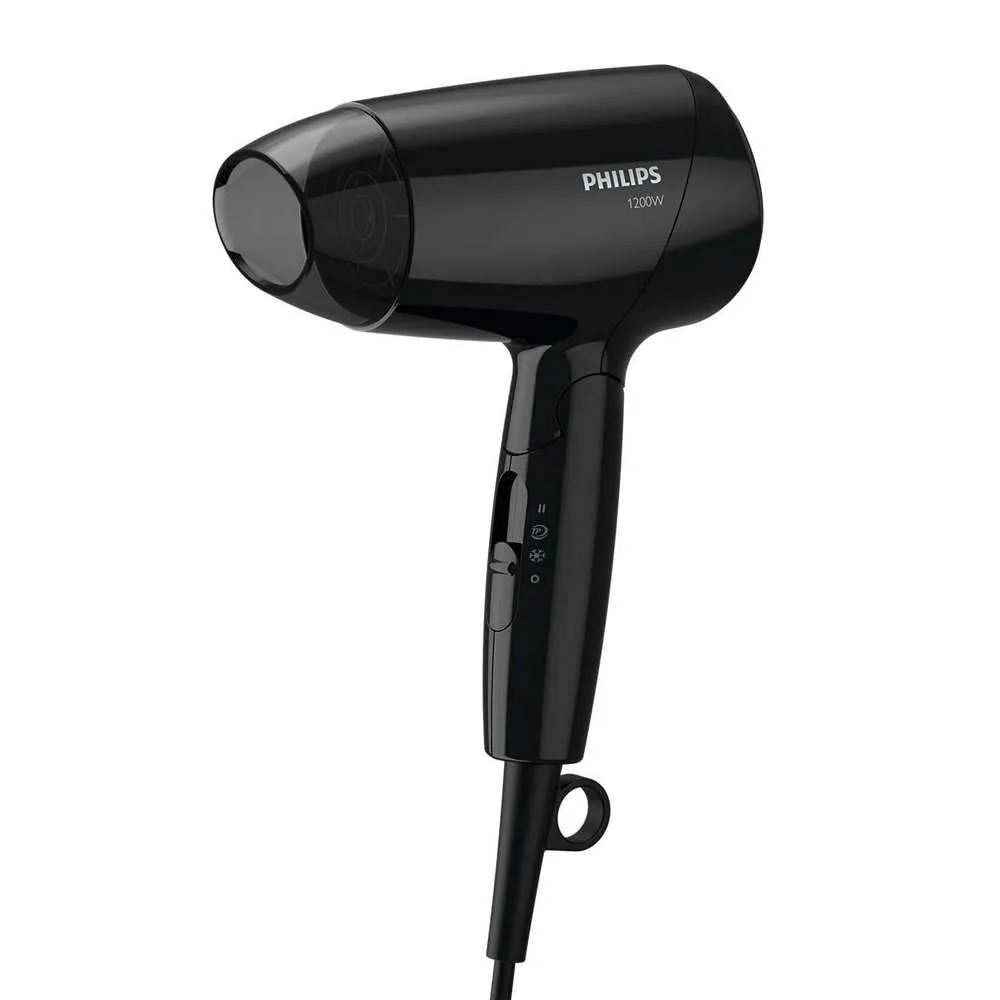 Uscător de păr compact Philips EssentialCare BHC010/10, 1200 W, Negru