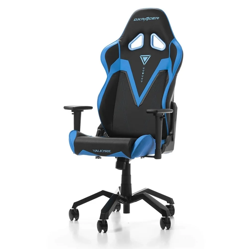 Scaun Gaming DXRacer Valkyrie, PU Piele, Negru/Albastru