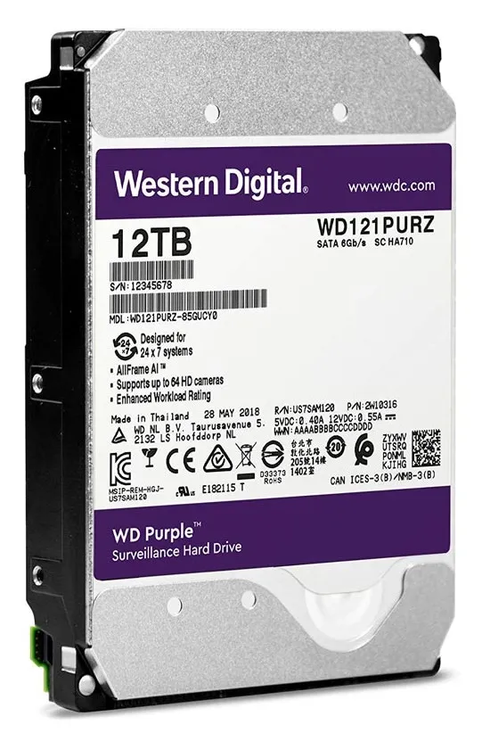 Жесткий диск Western Digital WD Purple, 3.5", 12 ТБ <WD121PURZ>