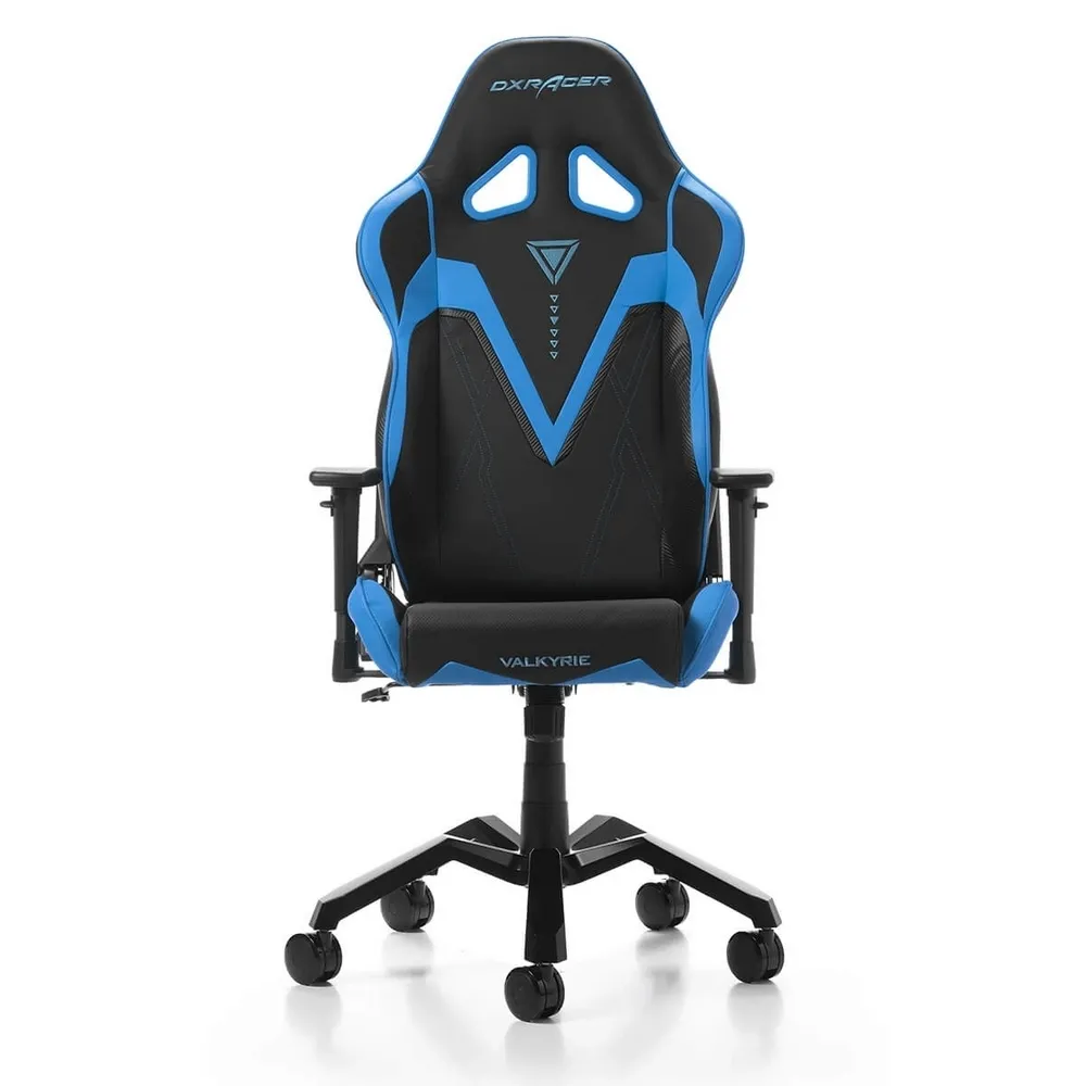 Scaun Gaming DXRacer Valkyrie, PU Piele, Negru/Albastru