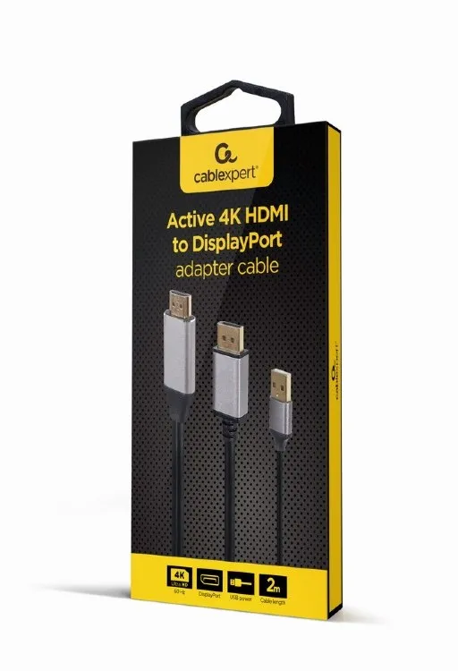 Adaptor Cablexpert A-HDMIM-DPM-01, HDMI (M) - DisplayPort (M), 2 m, Negru