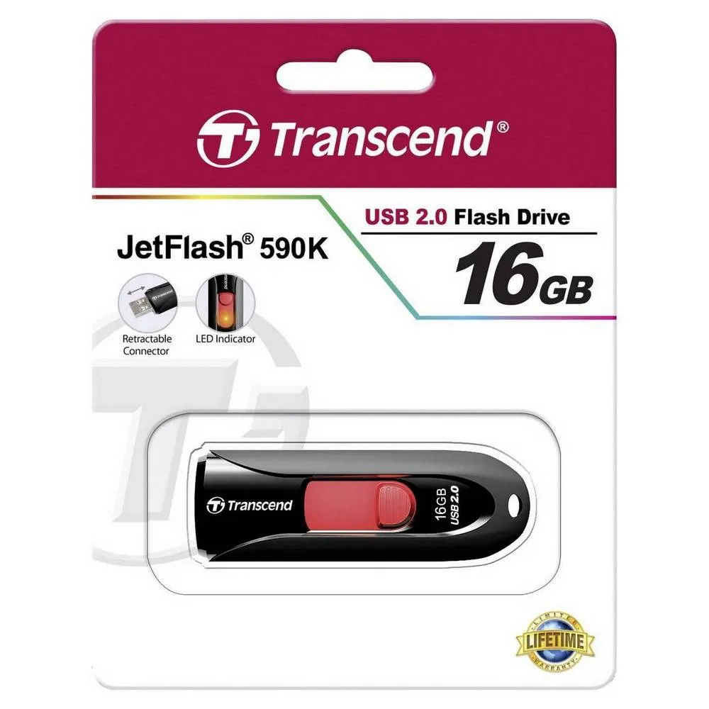 USB Flash накопитель Transcend JetFlash 590, 16Гб, Чёрный