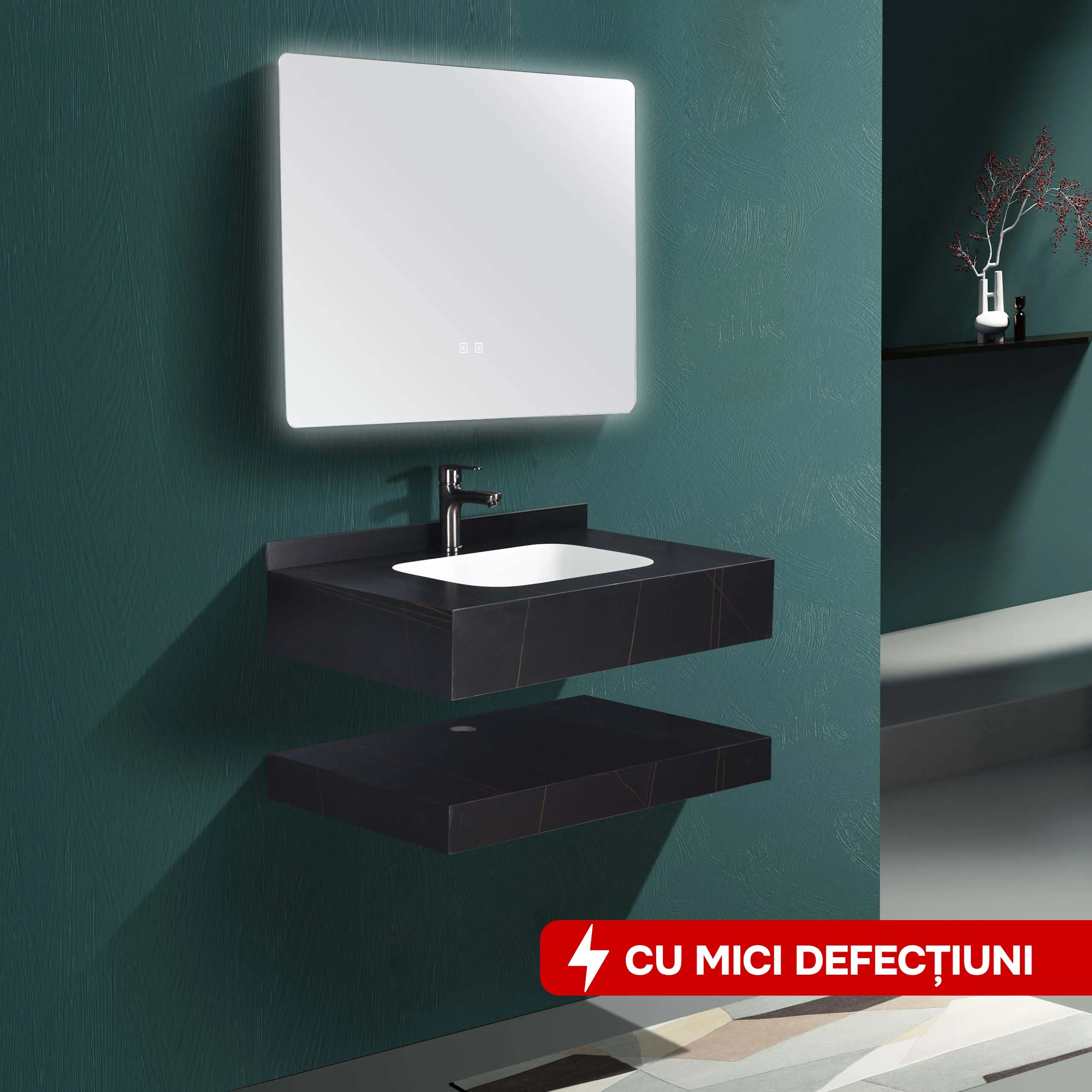 Set mobilier baie din piatra sinterizata 1009N (80cm)