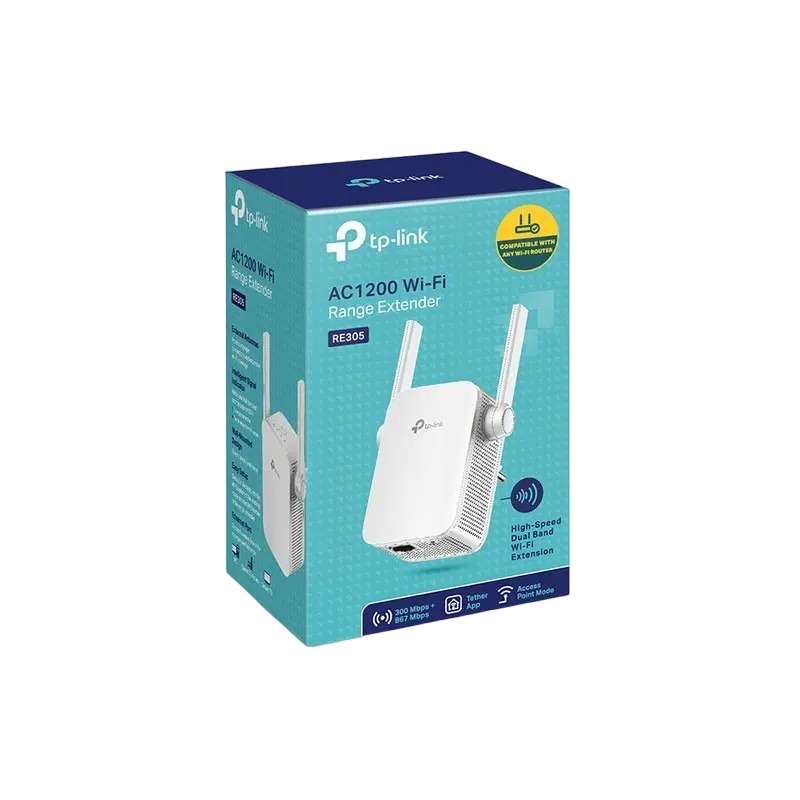 Усилитель Wi‑Fi сигнала TP-LINK AC1200, 300 Мбит/с, 867 Мбит/с, Белый