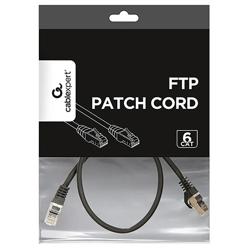 Patch cord Cablexpert PP6-0.5M/BK, Cat6 FTP , 0,5m, Negru