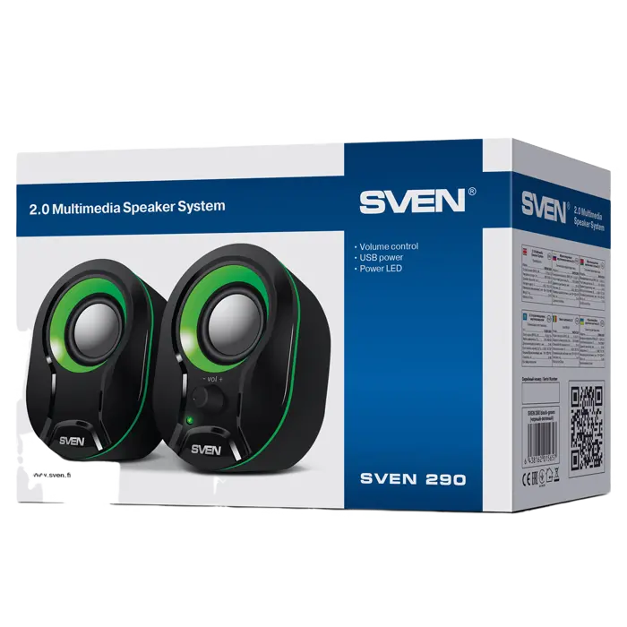 Boxe pentru calculator 2.0 SVEN "290", Negru/Verde