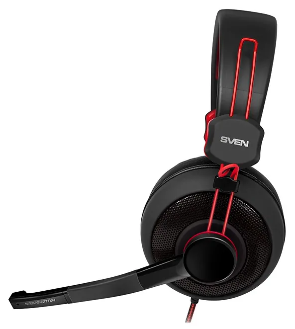 Căști gaming SVEN AP-G777MV, Cu fir, Negru/Roșu