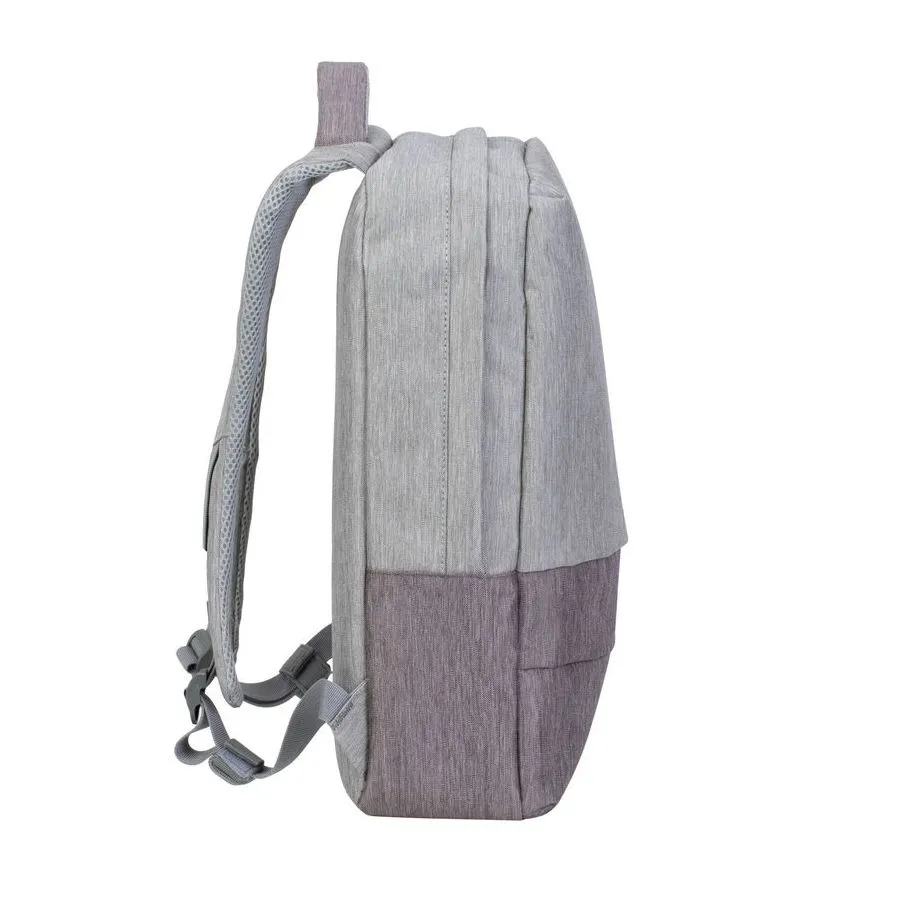 Rucsac pentru Laptop RivaCase Prater, 15.6", Poliester, Gri/Moca