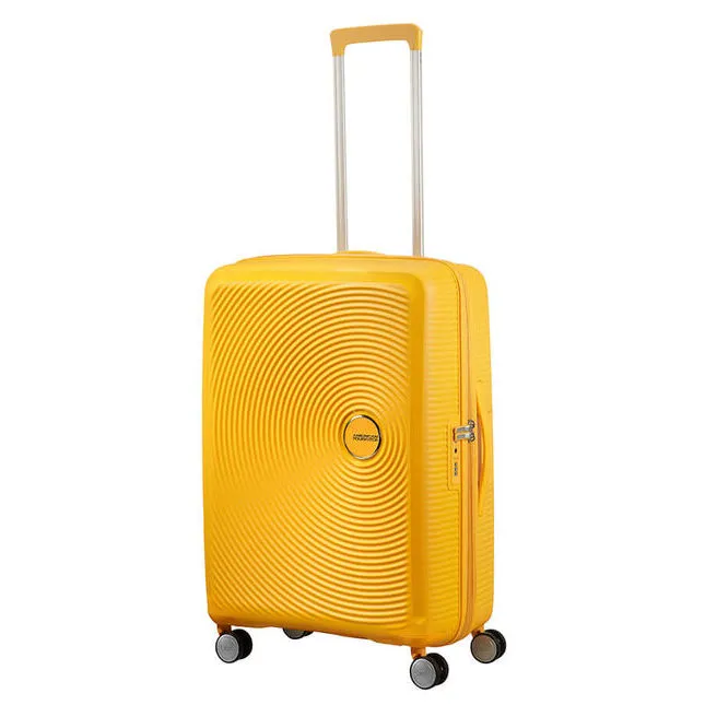 Valiza American Turister SOUNDBOX pe 4 roti 67/24 TSA EXP galben auriu
