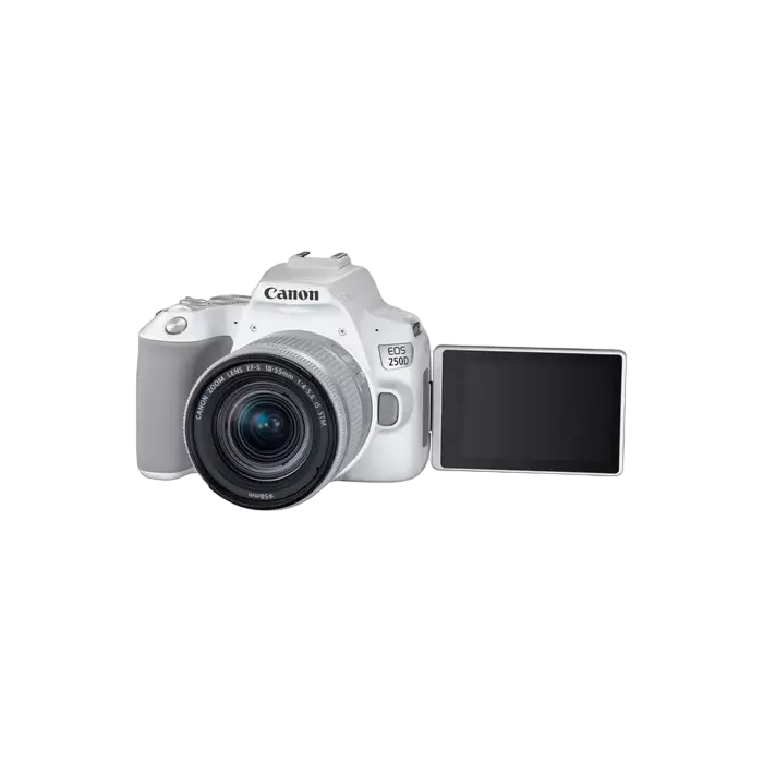 Aparat foto DSLR Canon EOS 250D + EF-S 18-55 IS, Alb