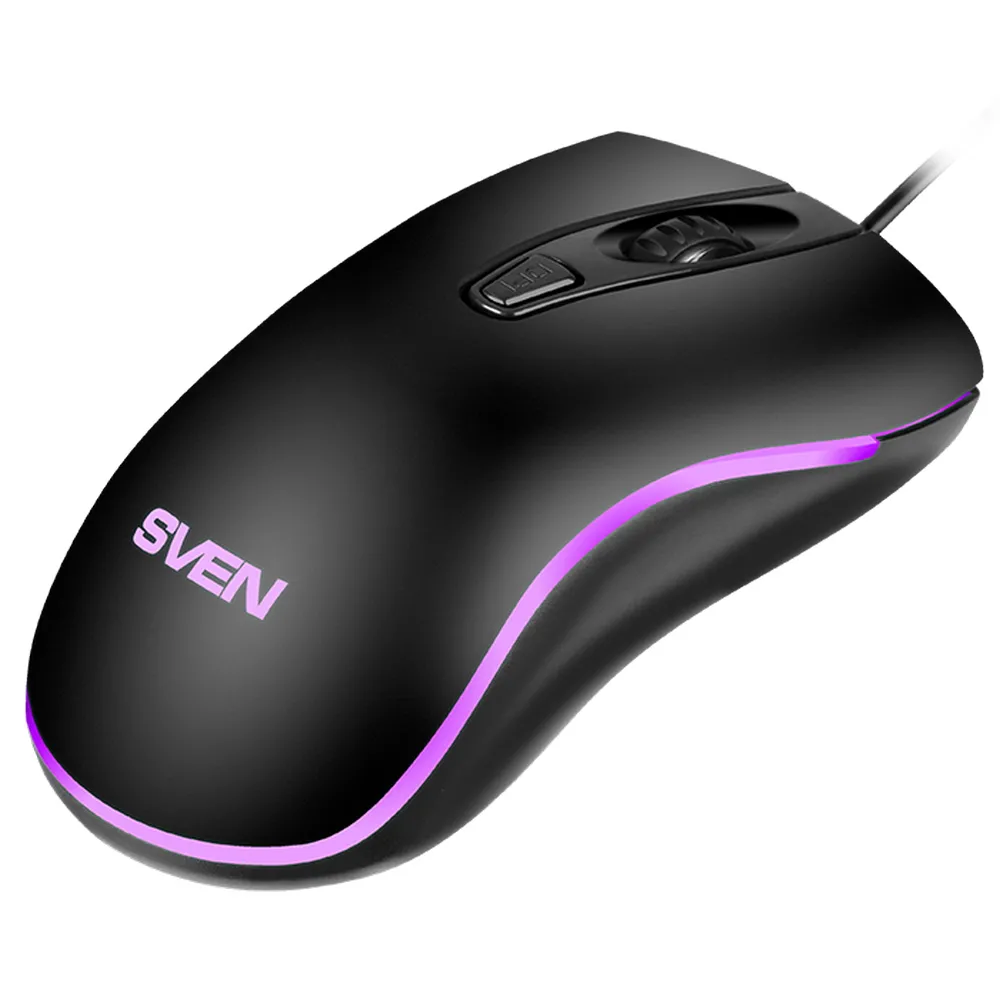 Mouse SVEN RX-530S Silent, Optical, 800-3200 dpi, 6 buttons, Ambidextrous, Black