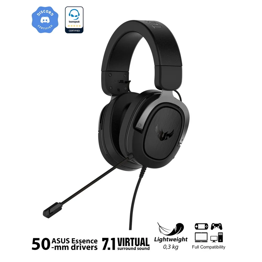 Căști gaming ASUS TUF Gaming H3, Cu fir, Metalic