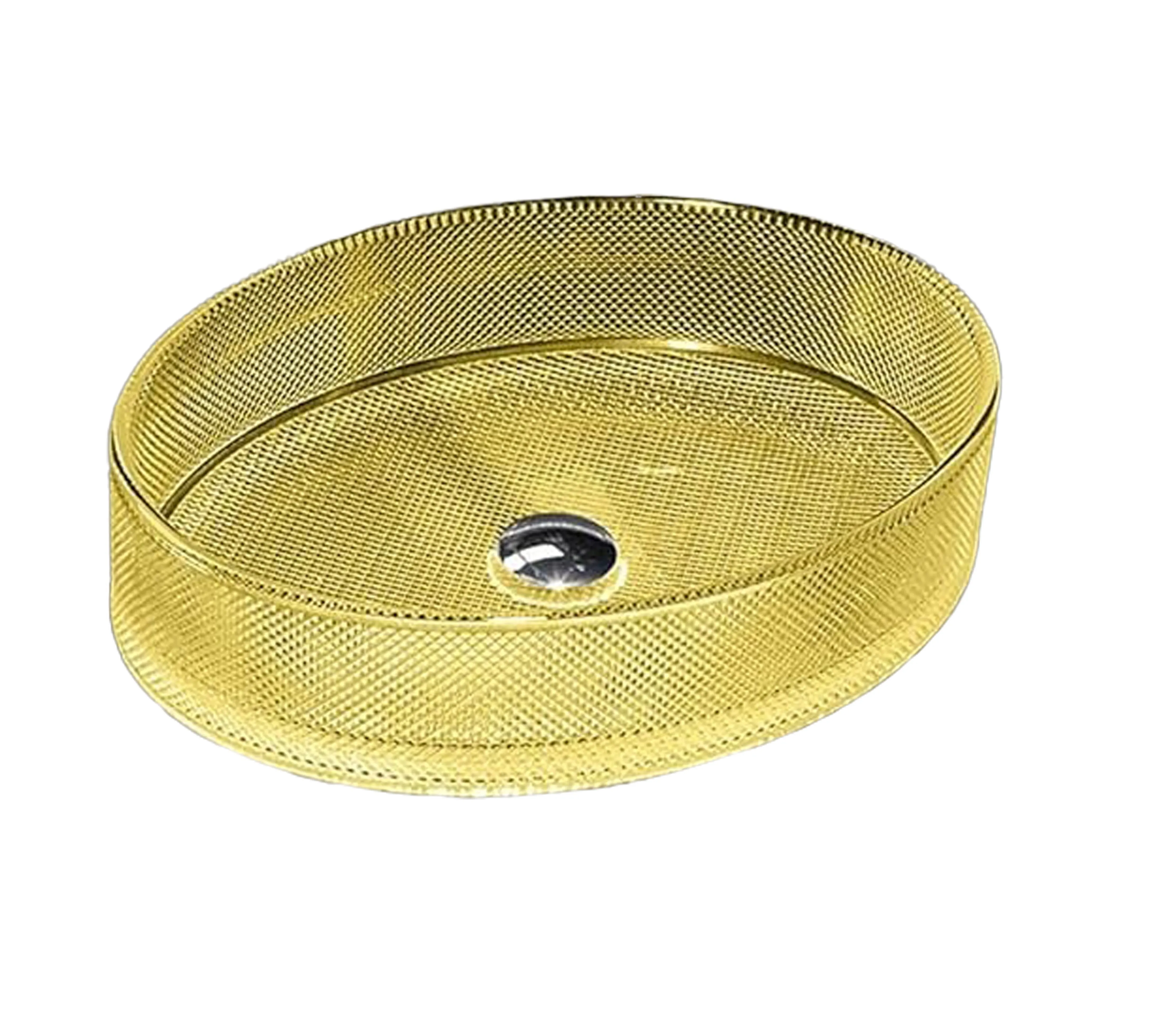 Lavoar din sticla securizata SanDonna Vela Oval (Auriu)