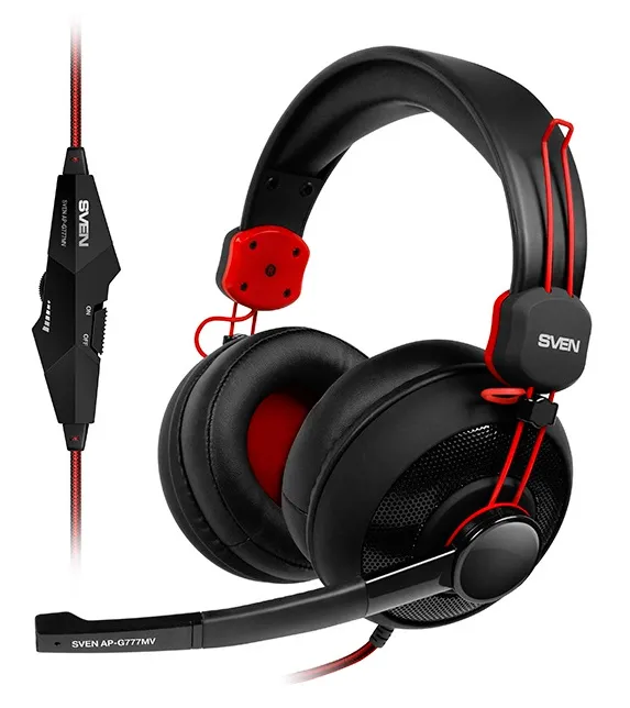 Căști gaming SVEN AP-G777MV, Cu fir, Negru/Roșu