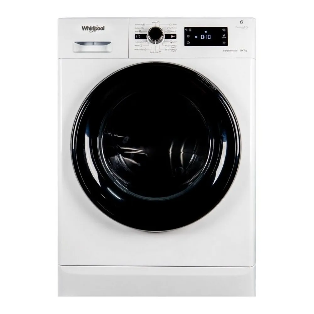 Mașină de spălat cu uscător Whirlpool FWDG97168B, 9, Alb