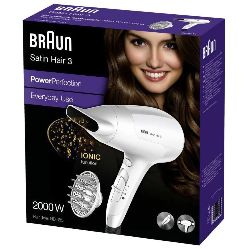Фен Braun Satin Hair 3 PowerPerfection, 2000 Вт, Белый