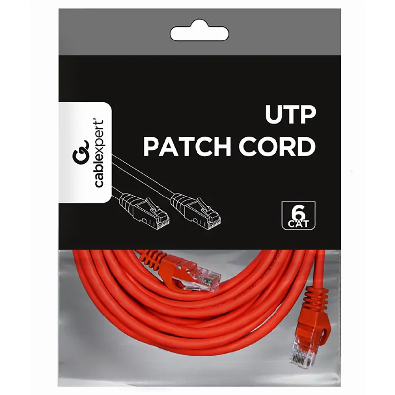Patch cord Cablexpert PP6U-5M/R, Cat6 UTP, 5m, Roșu