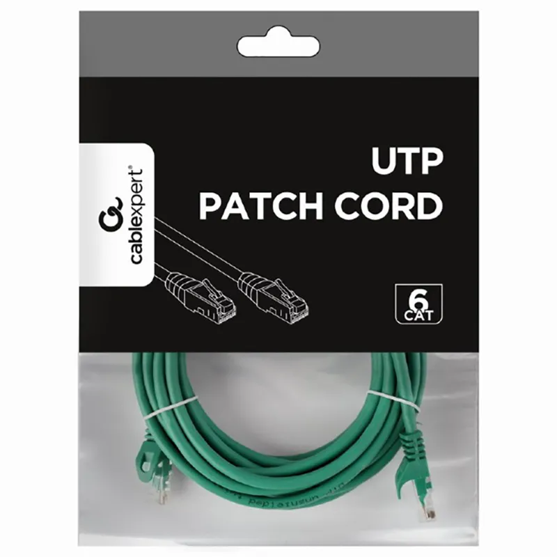 Patch cord Cablexpert PP6U-5M/G, Cat6 UTP, 5m, Verde