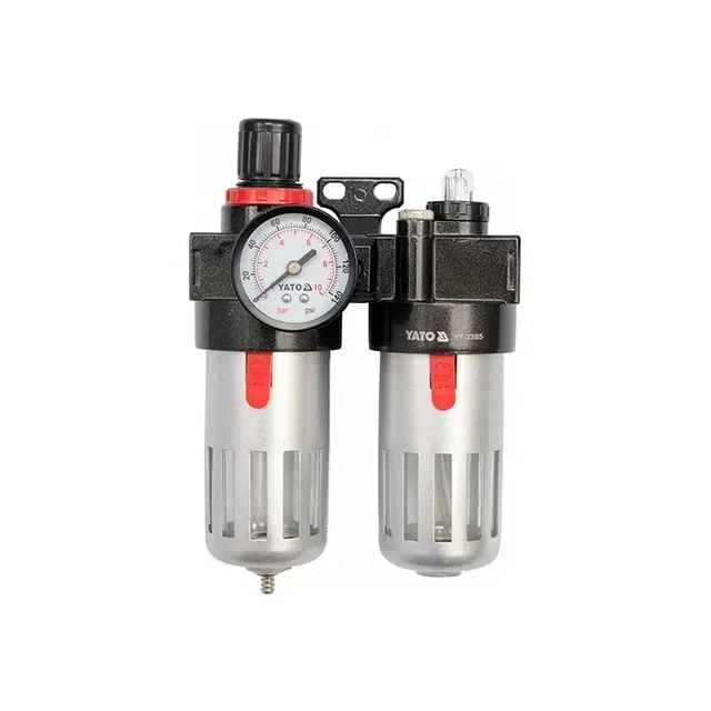 Редуктор с фильтром и маслораспылителем 0,93 МПа, 90/60 см³ 60 C, 1/4 дюйма YATO