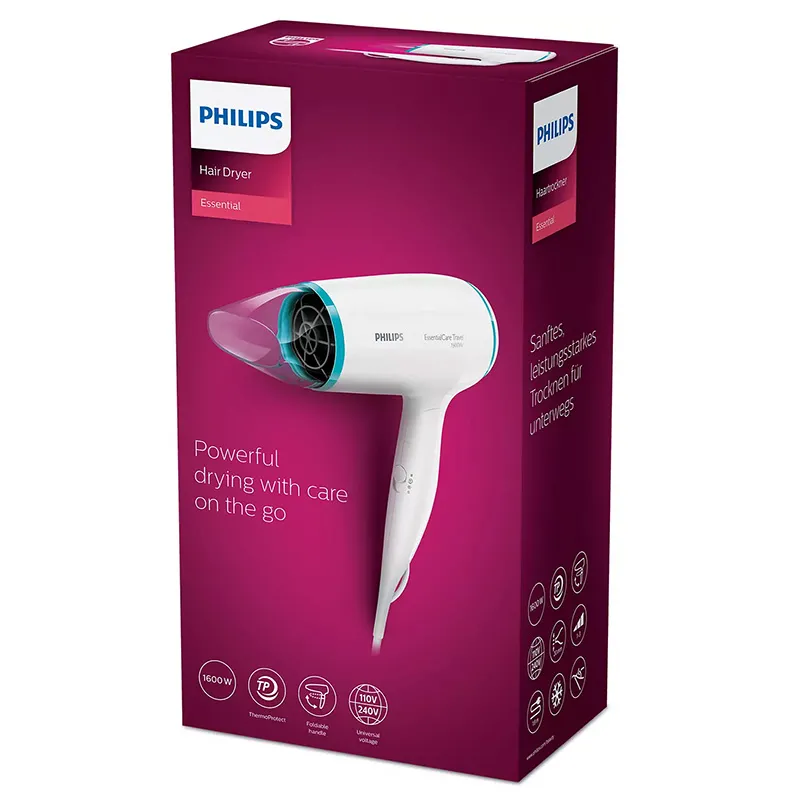 Uscător de păr Philips BHD006/00, 1600 W, Alb