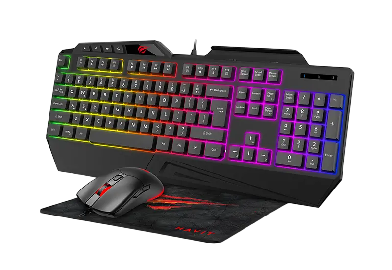 Set Tastatură + Mouse + Mouse Pad Havit KB889CM, Cu fir, Negru