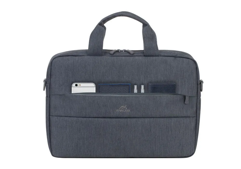 Geantă pentru Laptop RivaCase Prater, 14", Poliester, Gri închis