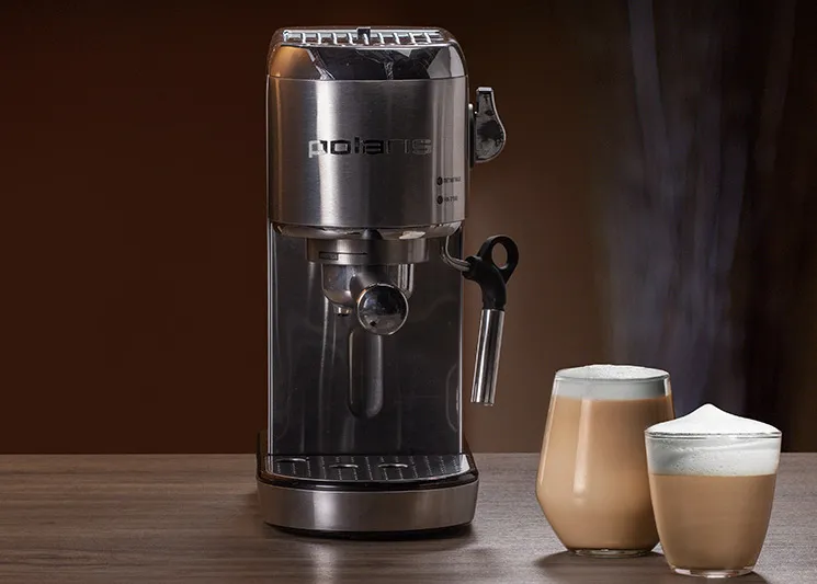 Espressor manual Polaris PCM 2001AE, 1400W, Argintiu