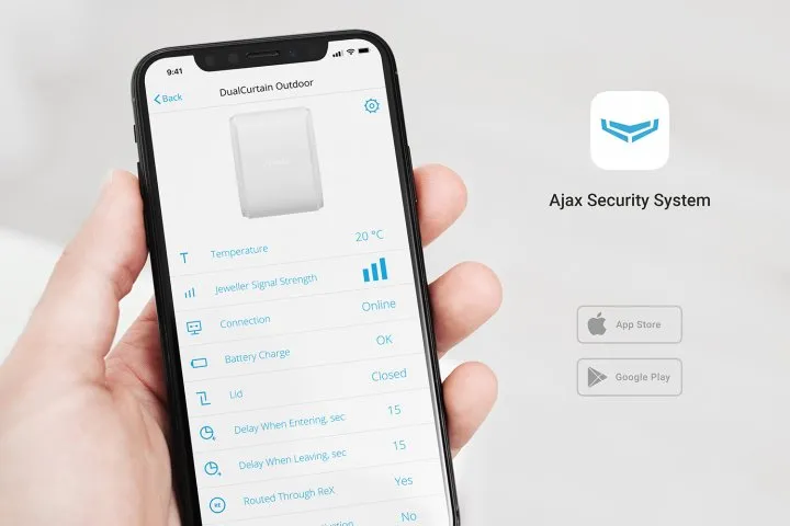 Detector de mișcare Ajax DualCurtain Outdoor, Alb