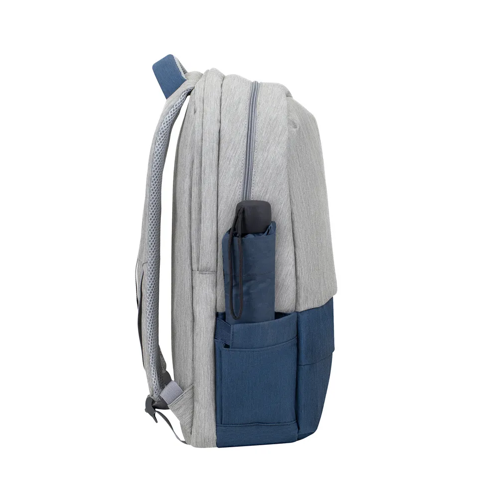 Rucsac pentru Laptop RivaCase Prater, 17.3", Poliester, Gri/Albastru