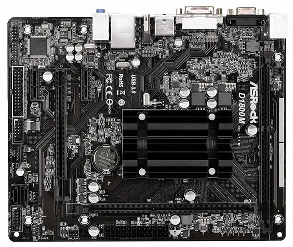 Материнская плата ASRock D1800M, Intel J1800, Micro-ATX