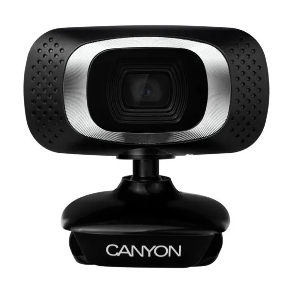 PC Camera Canyon C3, 720P, Sensor 1 MP (12 MP by software), FoV 60°, Microphone, Black/Silver