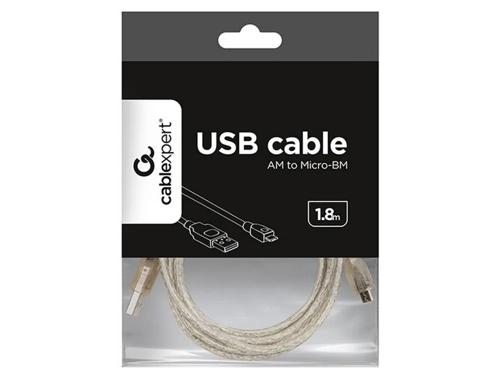 Кабель для зарядки и синхронизации Cablexpert CCP-mUSB2-AMBM-6-TR, USB Type-A/micro-USB, 1,8м, Прозрачный