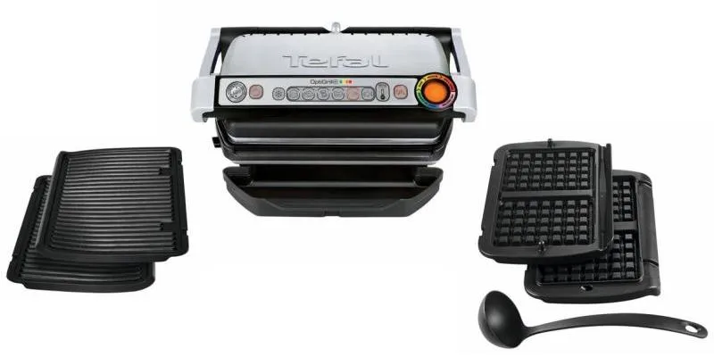 Электрический Гриль Tefal OptiGrill, 2000Вт, Серебристый