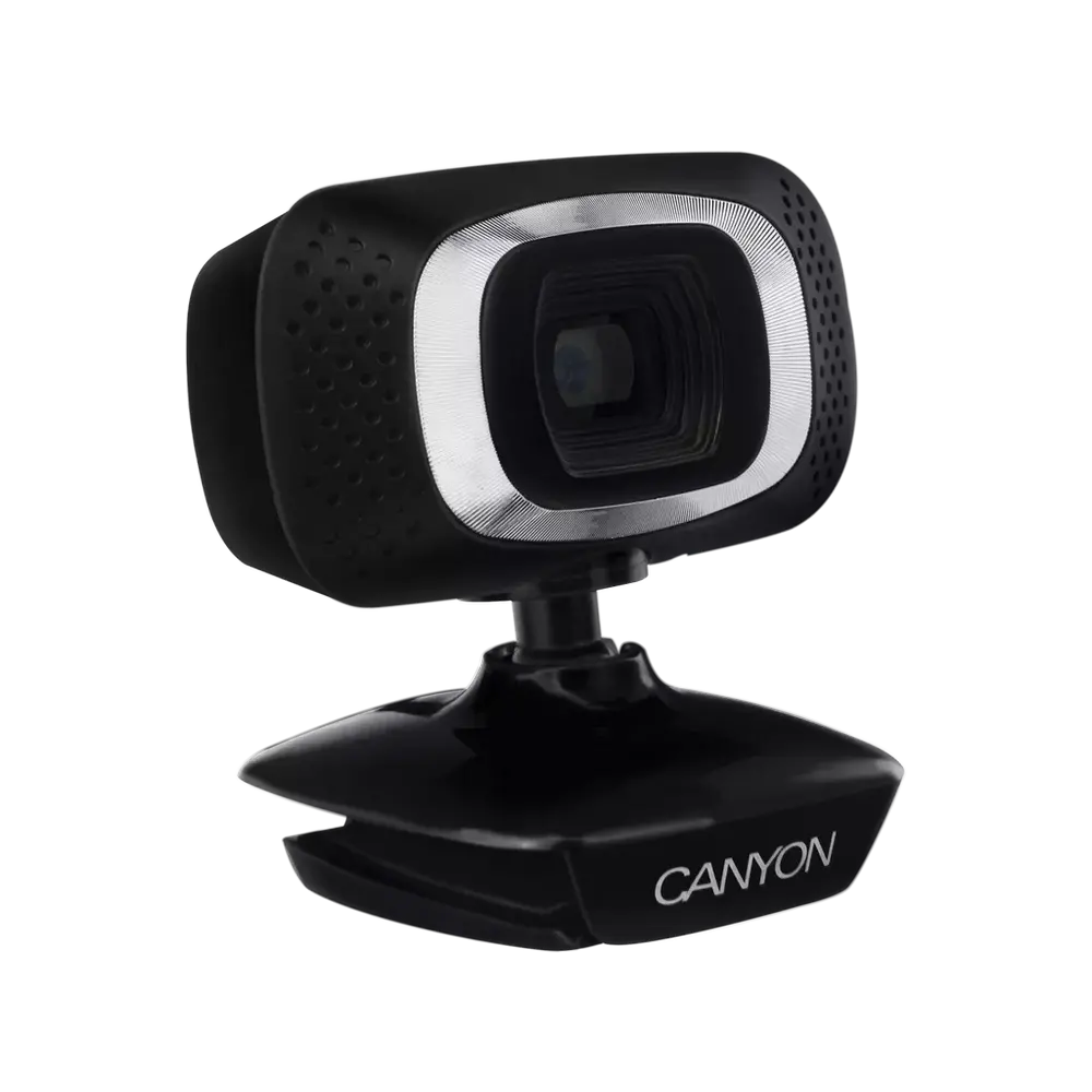 PC Camera Canyon C3, 720P, Sensor 1 MP (12 MP by software), FoV 60°, Microphone, Black/Silver