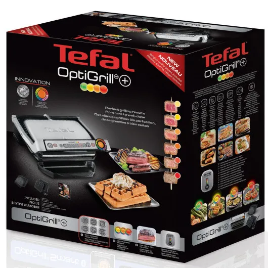 Электрический Гриль Tefal OptiGrill, 2000Вт, Серебристый