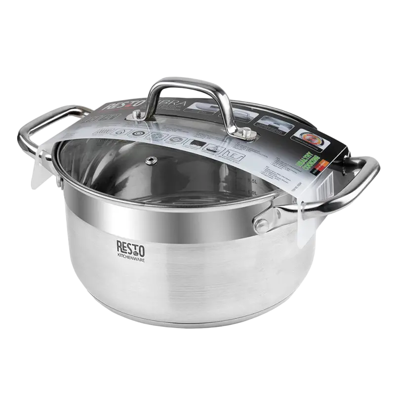 Кастрюля RESTO 92004, 4,6л, 22см, Нержавеющая сталь