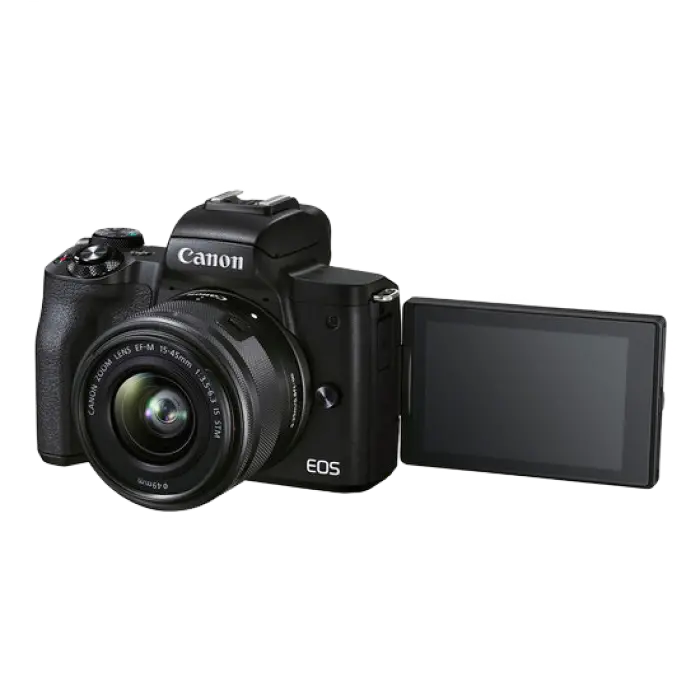 Aparat Foto Mirrorless Canon EOS M50 Mark II, Black + EF-M 15-45 IS, Negru