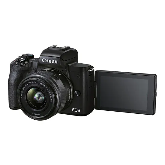 Aparat Foto Mirrorless Canon EOS M50 Mark II, Black + EF-M 15-45 IS, Negru