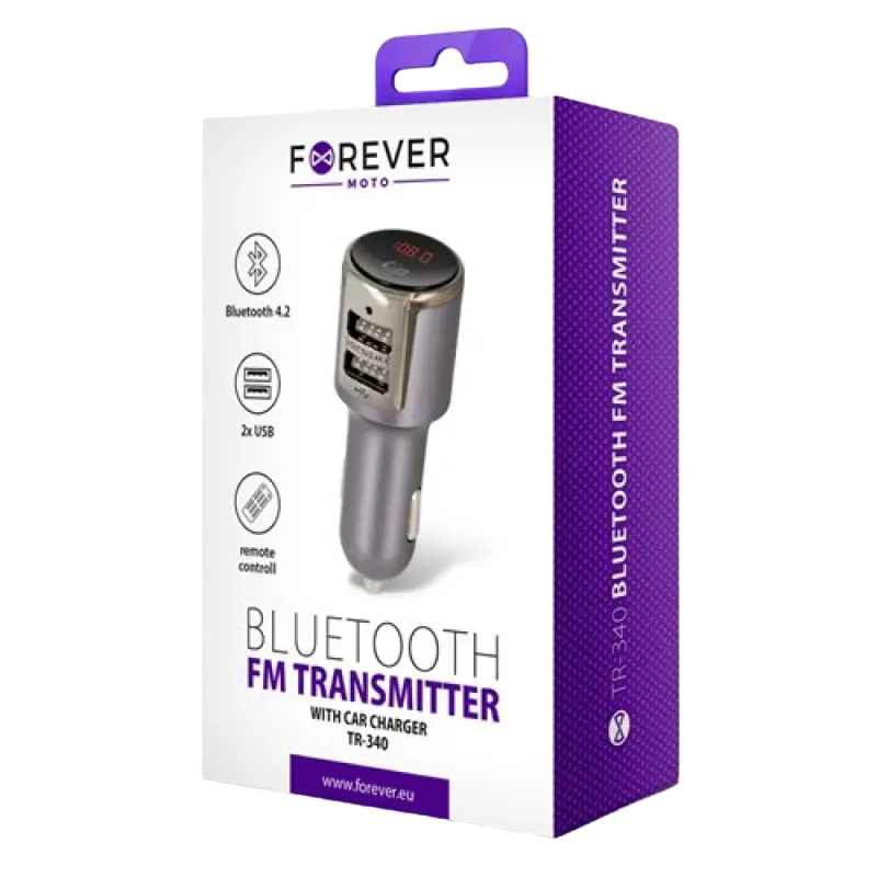 FM Transmitter Forever, Bluetooth, TR-340, Black