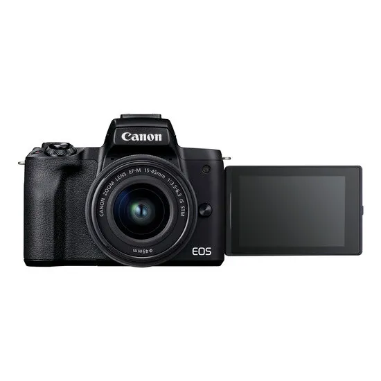 Aparat Foto Mirrorless Canon EOS M50 Mark II, Black + EF-M 15-45 IS, Negru