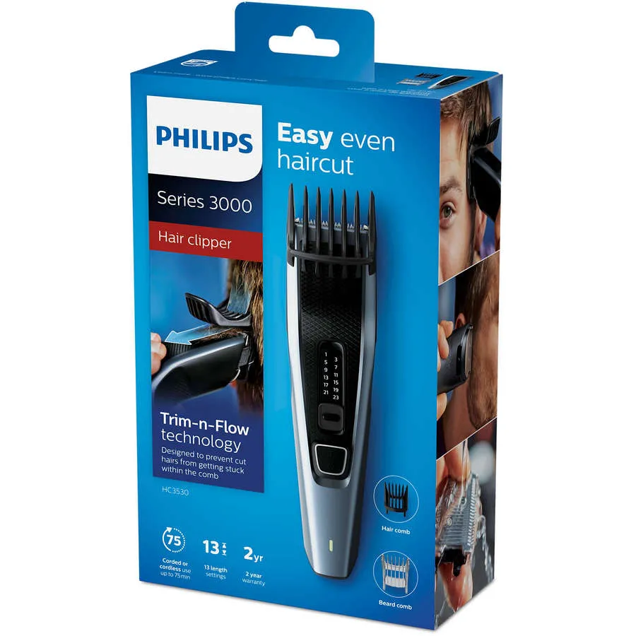 Aparat de tuns Philips Series 3000 HC3530/15, Albastru deschis | Negru