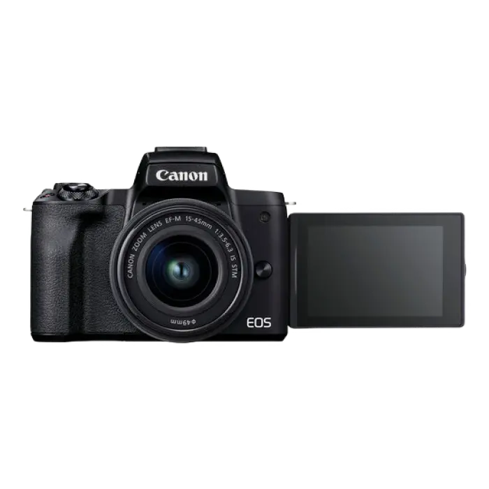 Aparat Foto Mirrorless Canon EOS M50 Mark II, Black + EF-M 15-45 IS, Negru