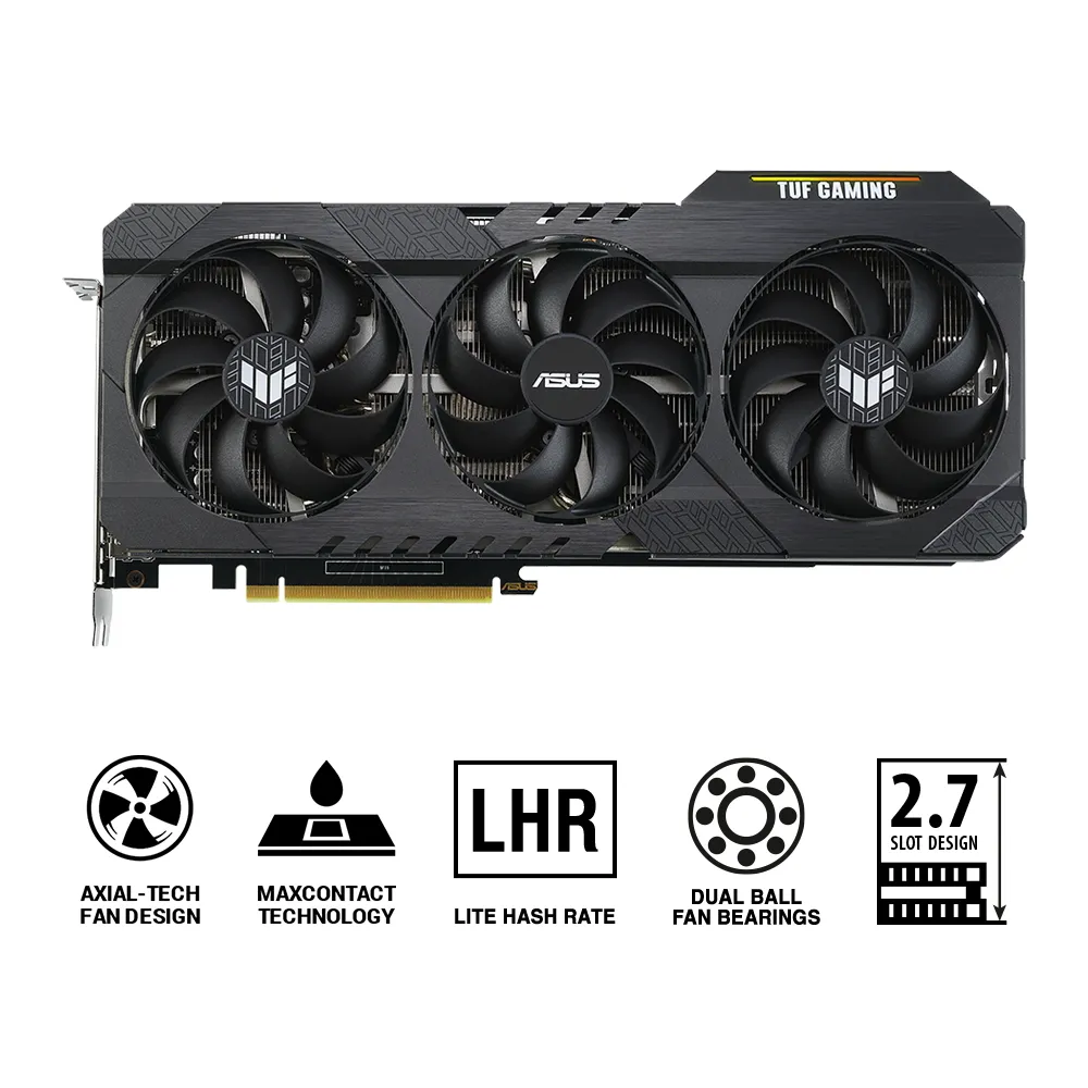 Placă Video ASUS TUF-RTX3060TI-O8G-V2-GAMING,  8GB GDDR6 256bit