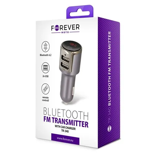FM Transmitter Forever, Bluetooth, TR-340, Black